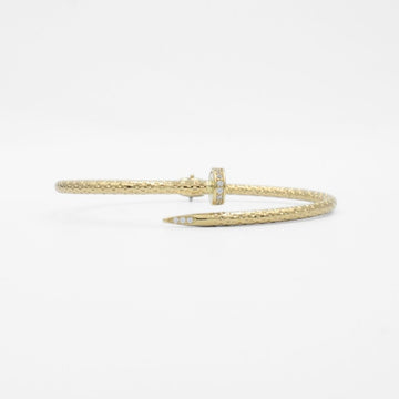 Aro de Oro 14k Diseñado en Forma de Clavo de Diamantado Especial Detallado con Zirconias mod. 9750
