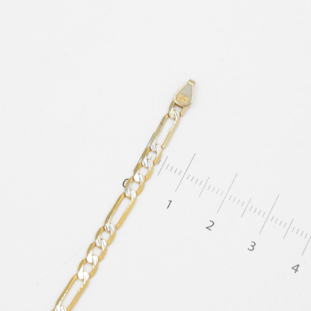 Pulsera Eslabón de Oro 14k Tejido 3x1 con Diamantado mod. 8814