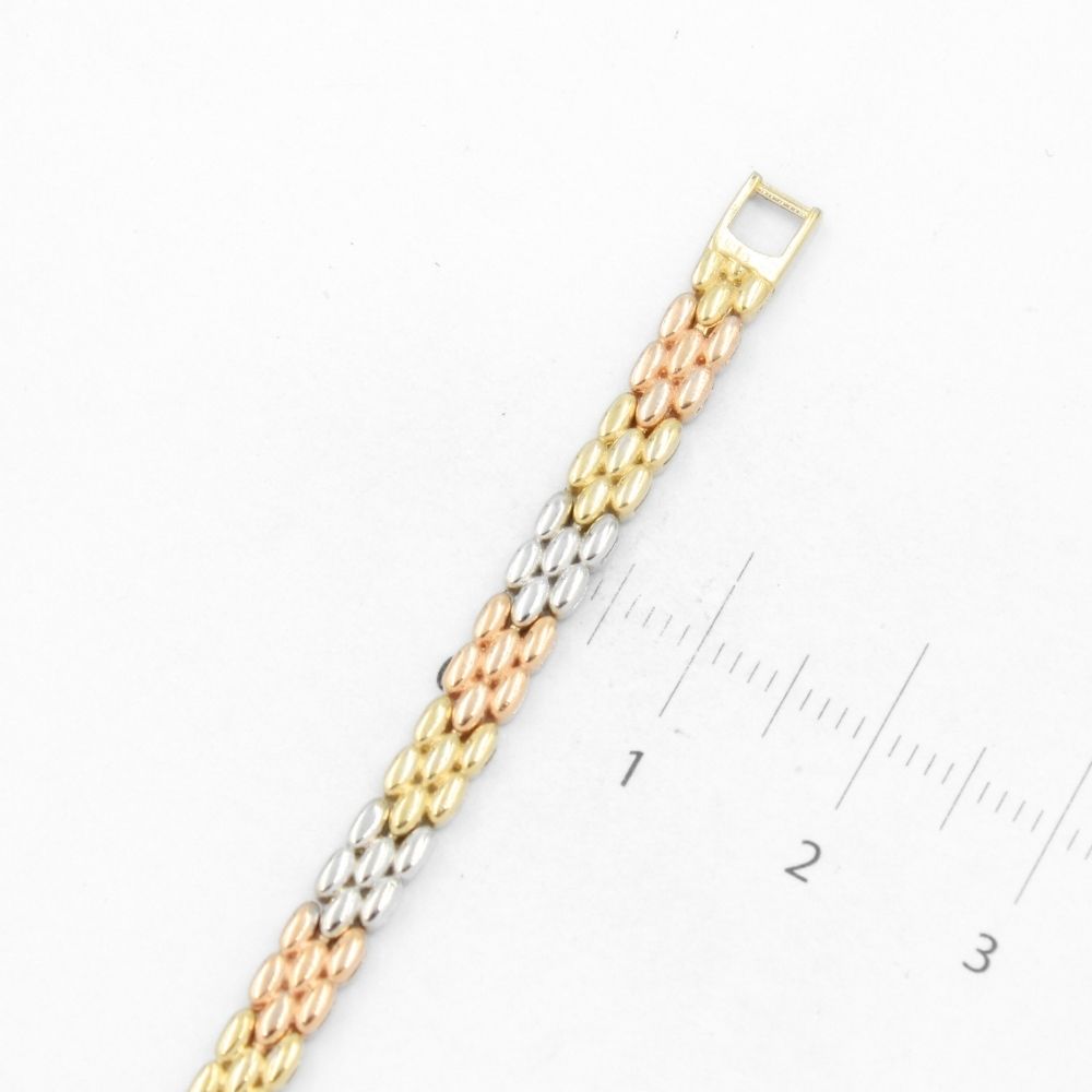 Pulsera de Oro 14k Diseño Elegante Brazalete Florentino de Eslabones Huecos mod. 8654
