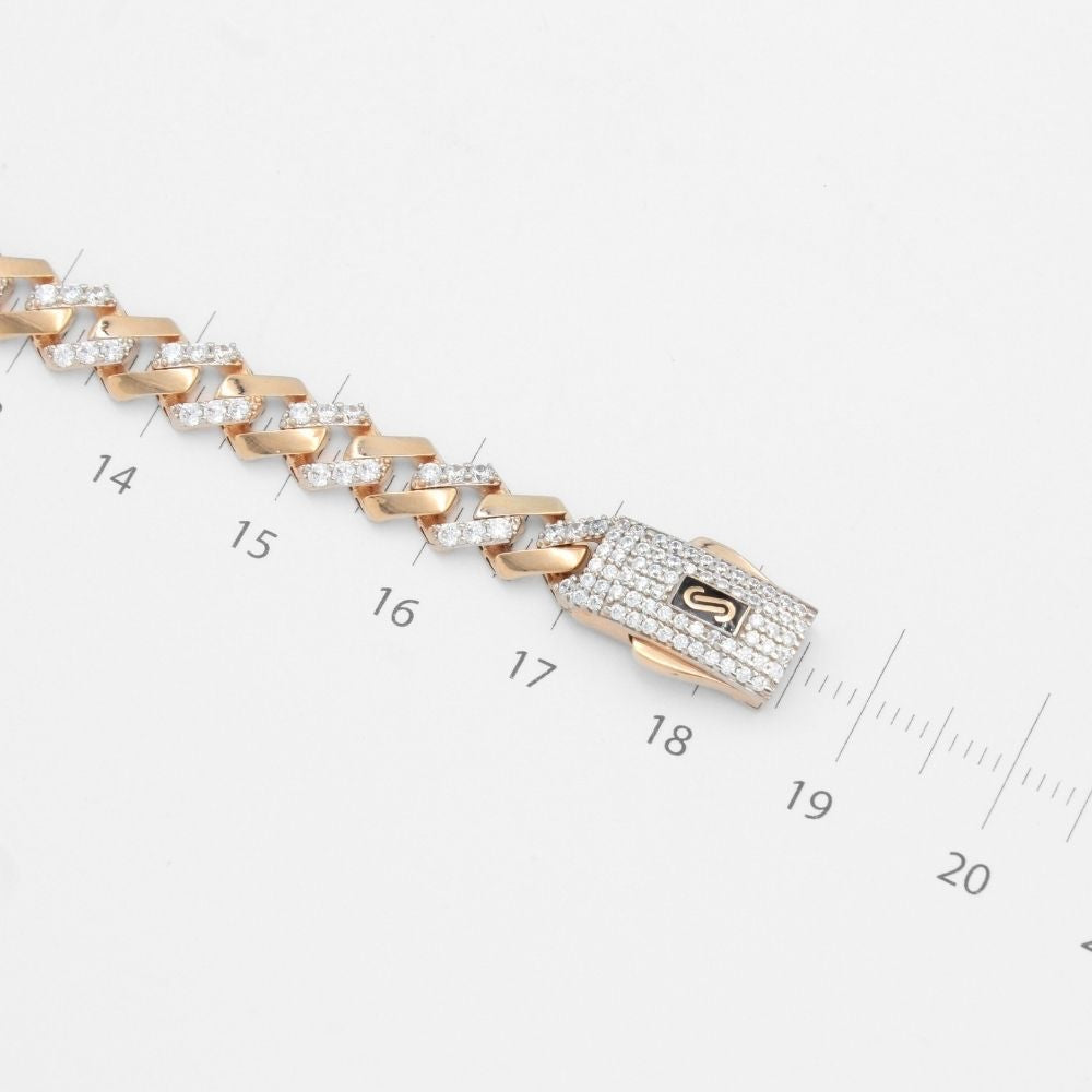 Pulsera Mónaco Chain 14k Modelo Edge de Broche Pavé con Incrustación Alt. de Swarovski mod. 9654