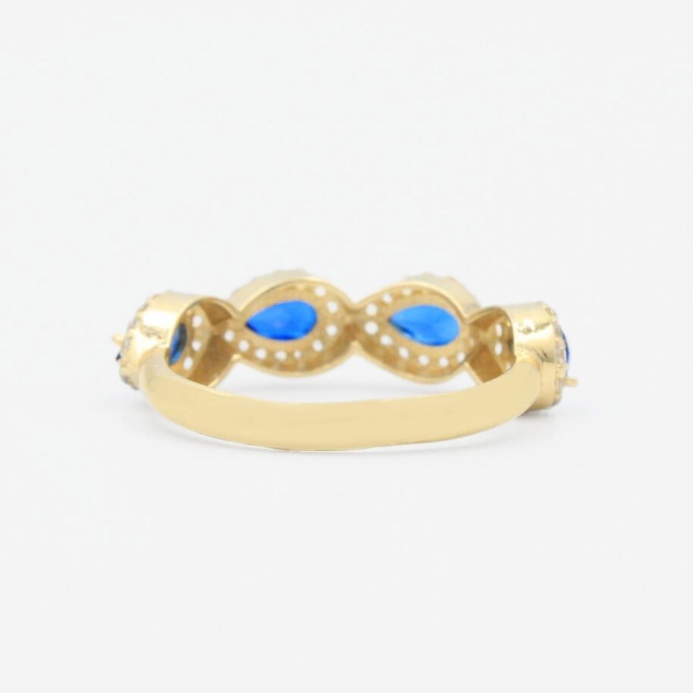 Anillo de Oro 14k con Diseño Oval con Zirconia Azul mod. 9082
