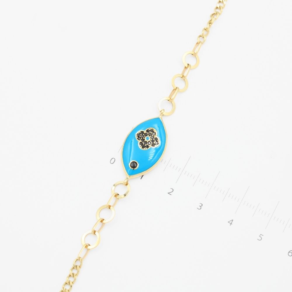 Pulsera de Oro 14k con Diseño Oval Esmaltada en Color Azul mod. 9017