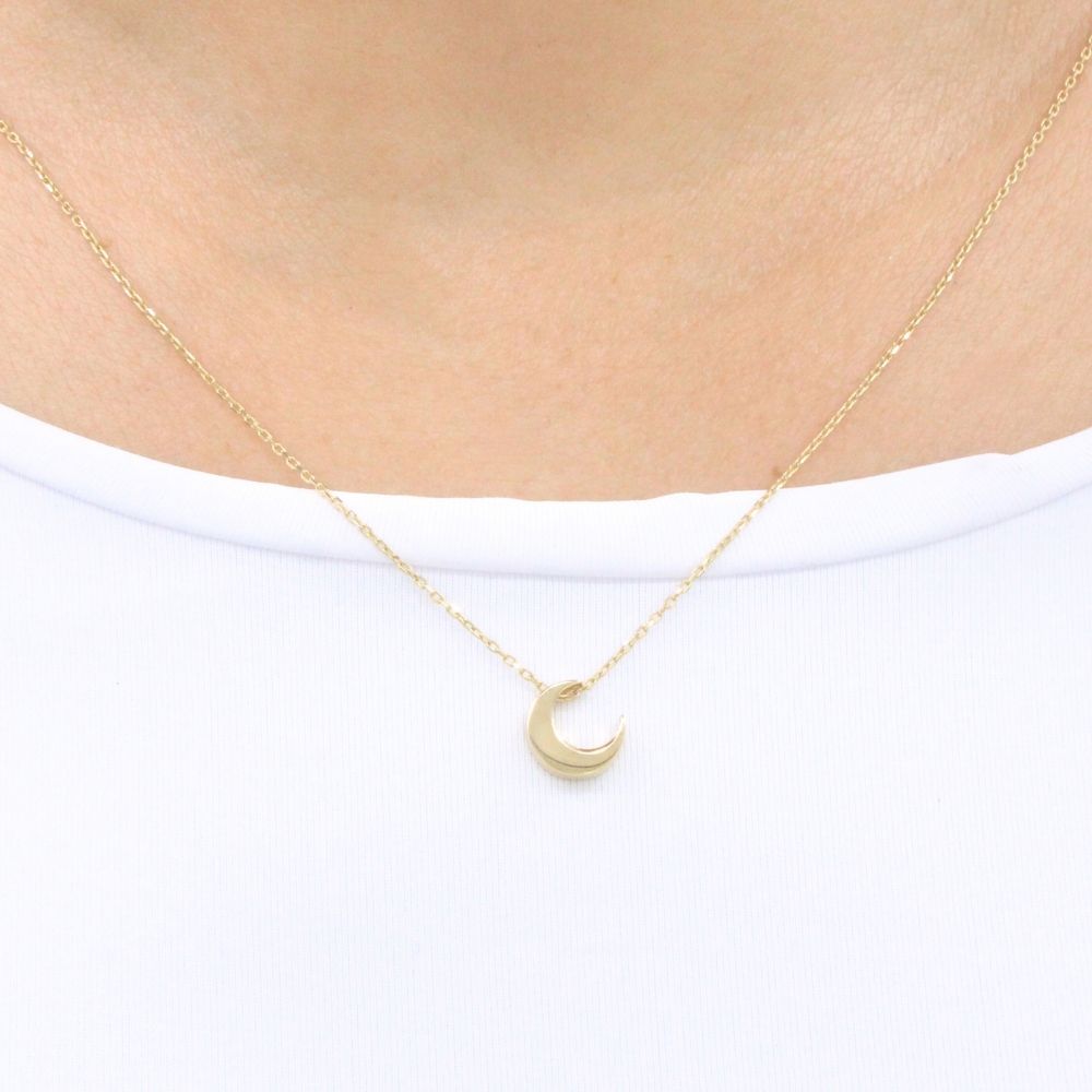 Gargantilla de Oro 14k Luna de Diseño Brillante y Hueco mod. 9640