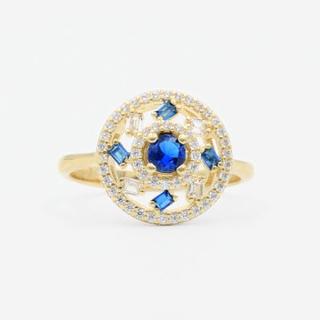 Anillo de Oro 14k  con Diseño Circular Incrustado de  Zirconia mod. 9083