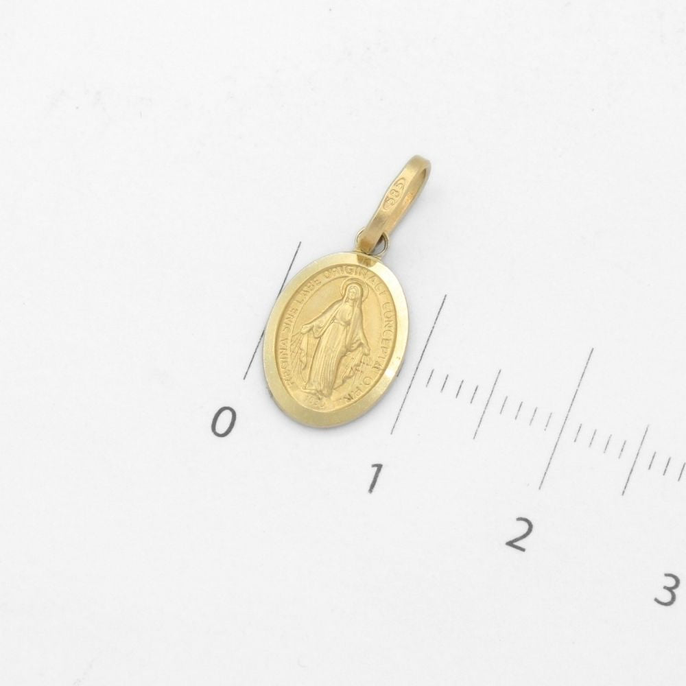Medalla de Oro 14k Diseño Especial Oval con la Imagen de la Virgen Milagrosa mod. 9854
