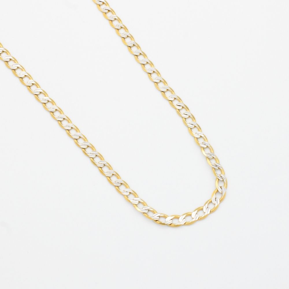 Cadena de Oro 14k Tejido Barbada Grande Diamantada Solida mod. 9912