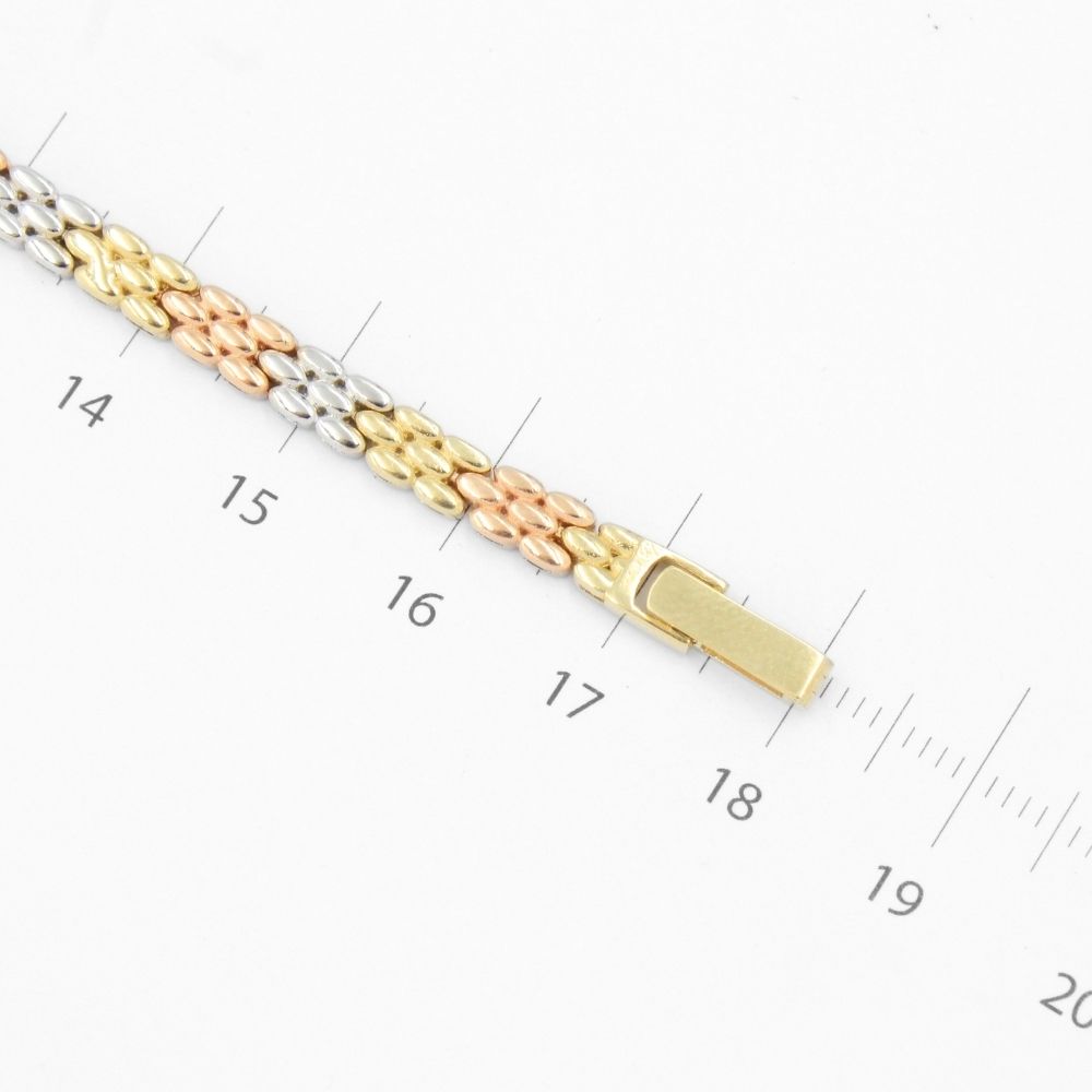 Pulsera de Oro 14k Diseño Elegante Brazalete Florentino de Eslabones Huecos mod. 8654