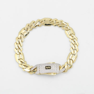 Pulsera Mónaco Chain 14k Modelo Shade Plain Hueco con Broche Pavé mod. 8895