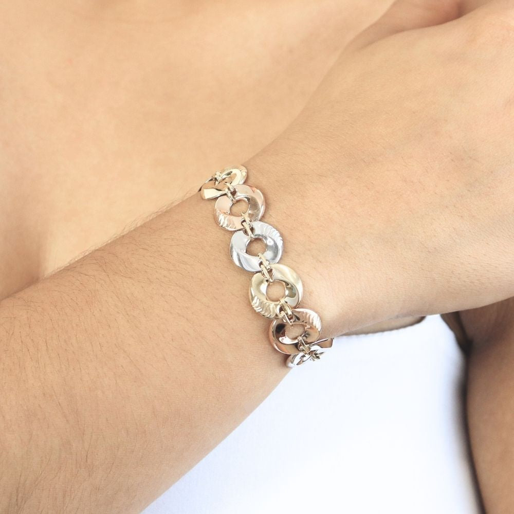 Pulsera de Oro 14k con Diseño Fino en Círculos con Diamantado mod. 4587