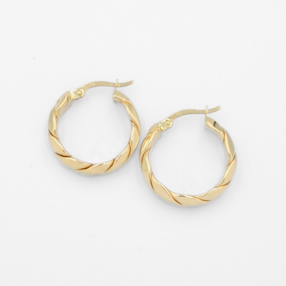 Arracada de Oro 14k Diseño Hueco Torzal Especial de Estilo Liso mod. 9625