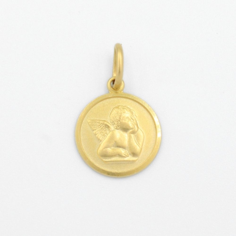 Medalla de Oro 14k de Diseño Tradicional con Imagen de Ángel mod. 9159