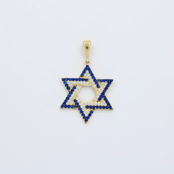Dije de Oro 14k Diseño Estrella de David con Incrustado de Zirconias mod. 10076