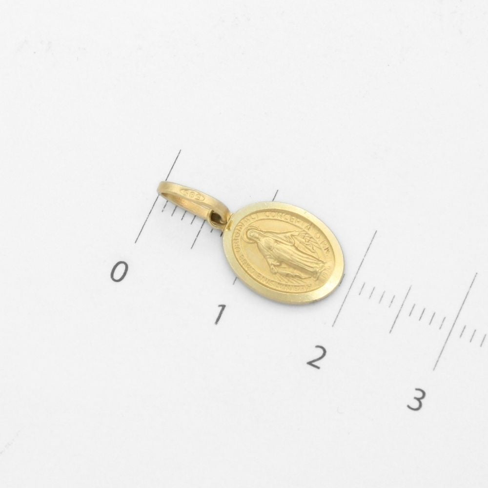 Medalla de Oro 14k Diseño Especial Oval con la Imagen de la Virgen Milagrosa mod. 9854