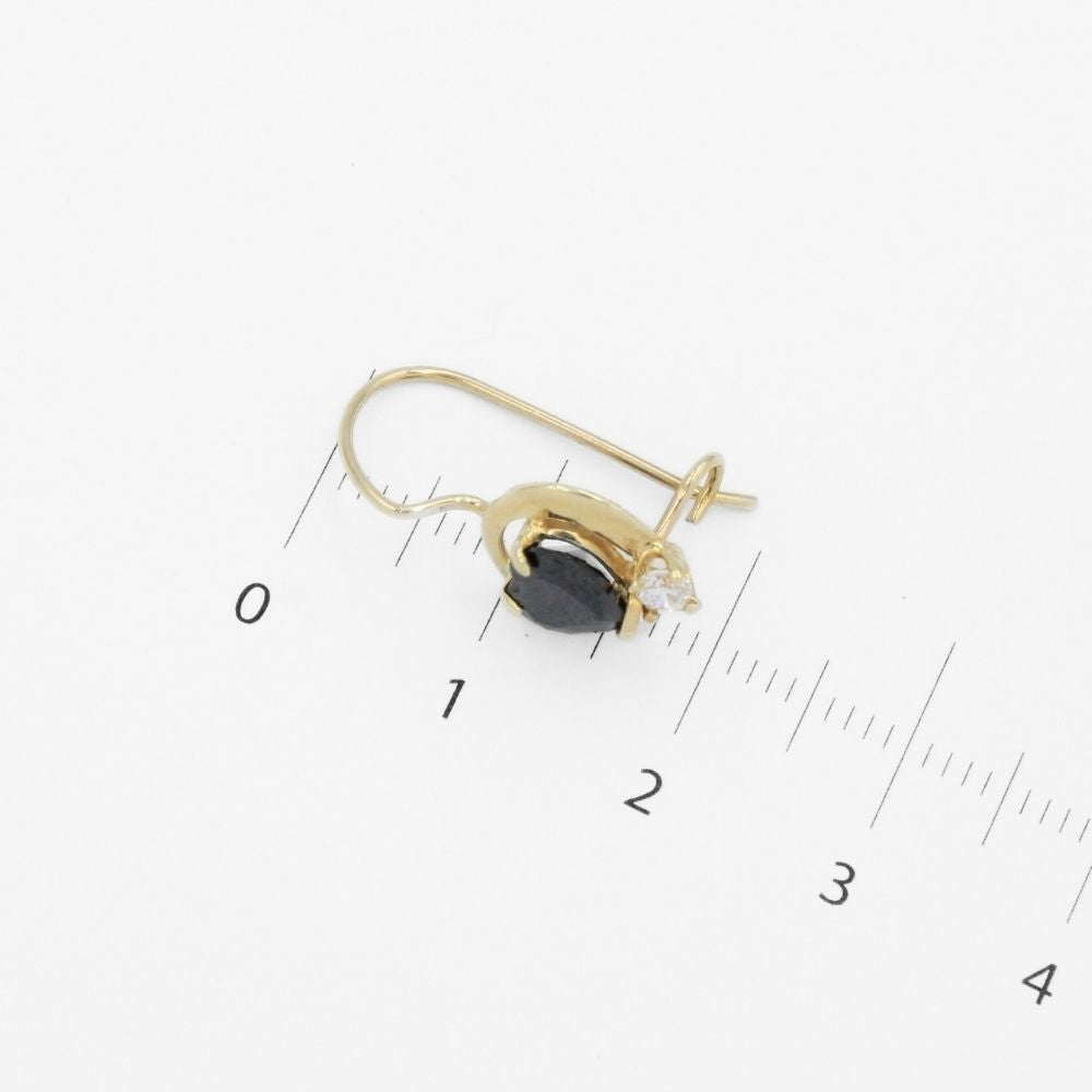 Arete con Broche Arillo de Oro 14k Diseño de Corazón con Zirconia Negra mod. 9764