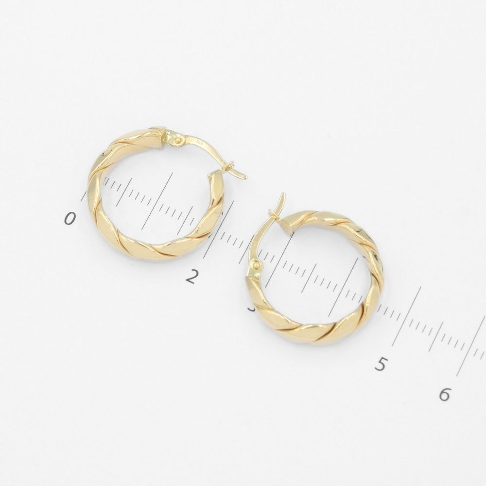 Arracada de Oro 14k Diseño Hueco Torzal Especial de Estilo Liso mod. 9625