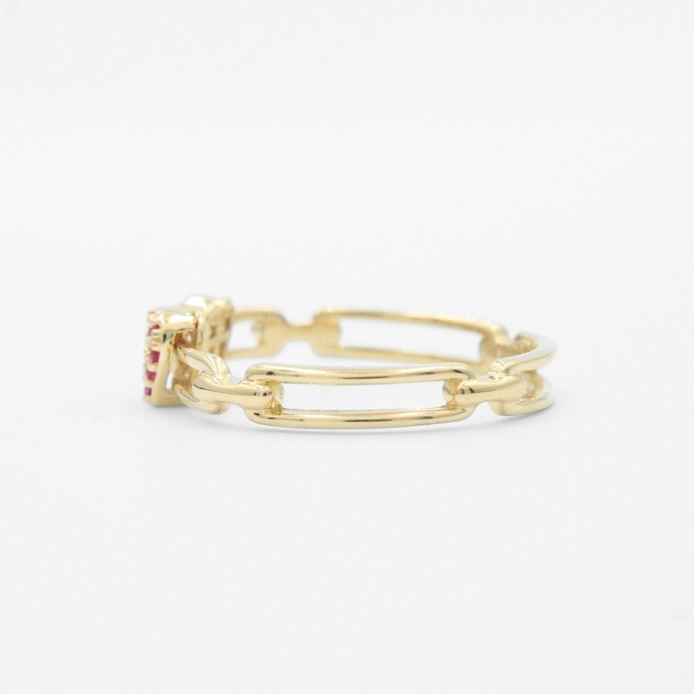 Anillo de Oro 14k con Corazones Movibles e Incrustados con Zirconias Finas mod. 9593