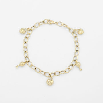 Pulsera de Oro 14k Diseño Hueco con Charms Diamantados mod. 9700