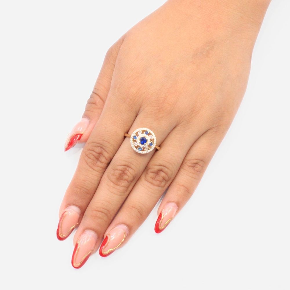 Anillo de Oro 14k  con Diseño Circular Incrustado de  Zirconia mod. 9083
