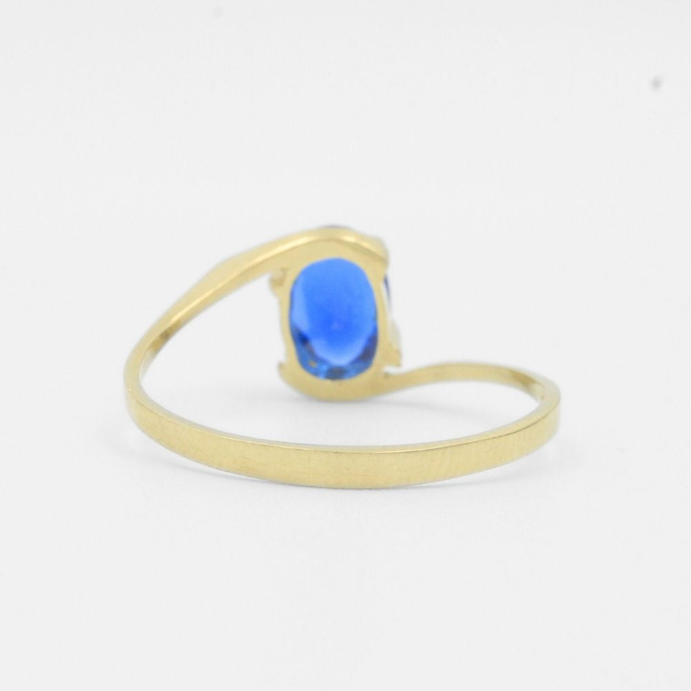 Anillo de Oro 14k de Diseño Fino con Zirconia Color Azul Zafiro mod. 7729