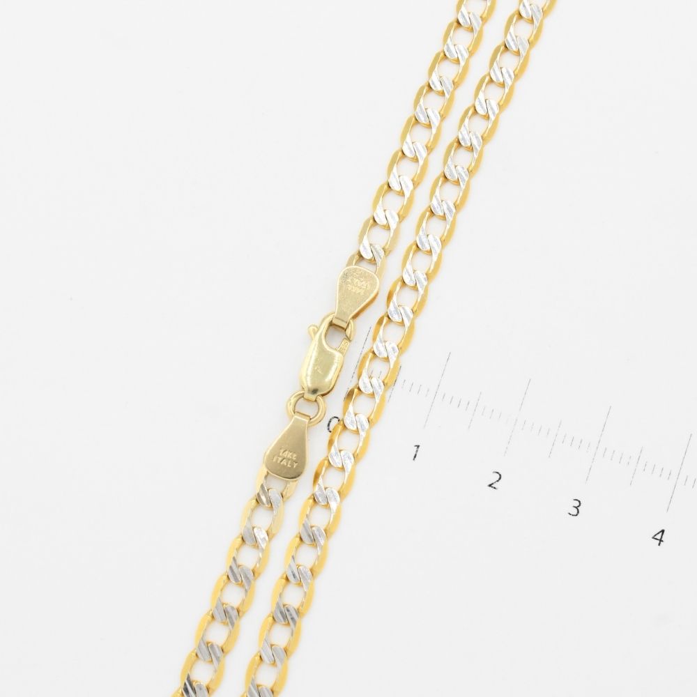 Cadena de Oro 14k Tejido Barbada Grande Diamantada Solida mod. 9912