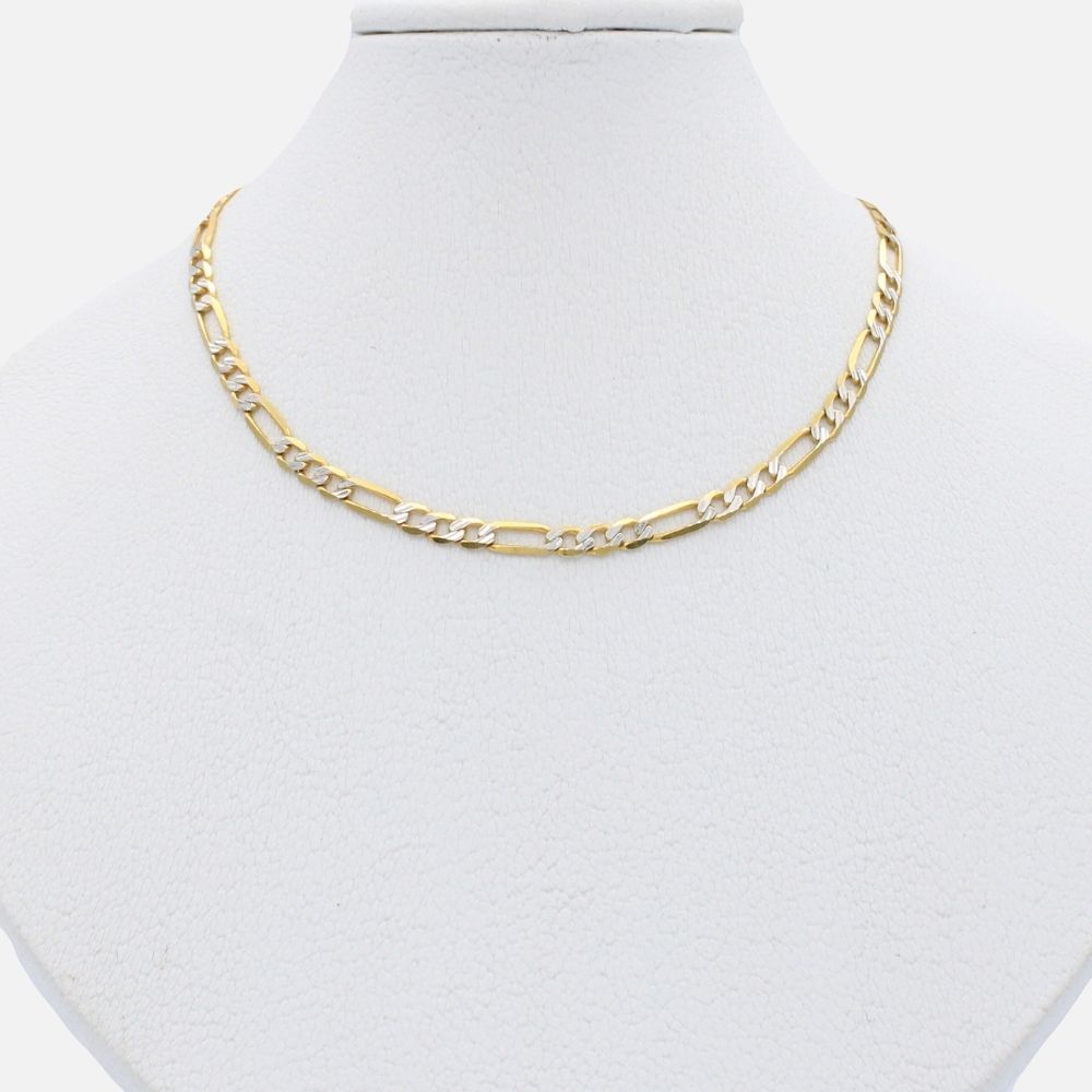 Cadena de Oro 14k Tejido 3x1 de Eslabón Brillante con Diamantado Blanco mod. 9811