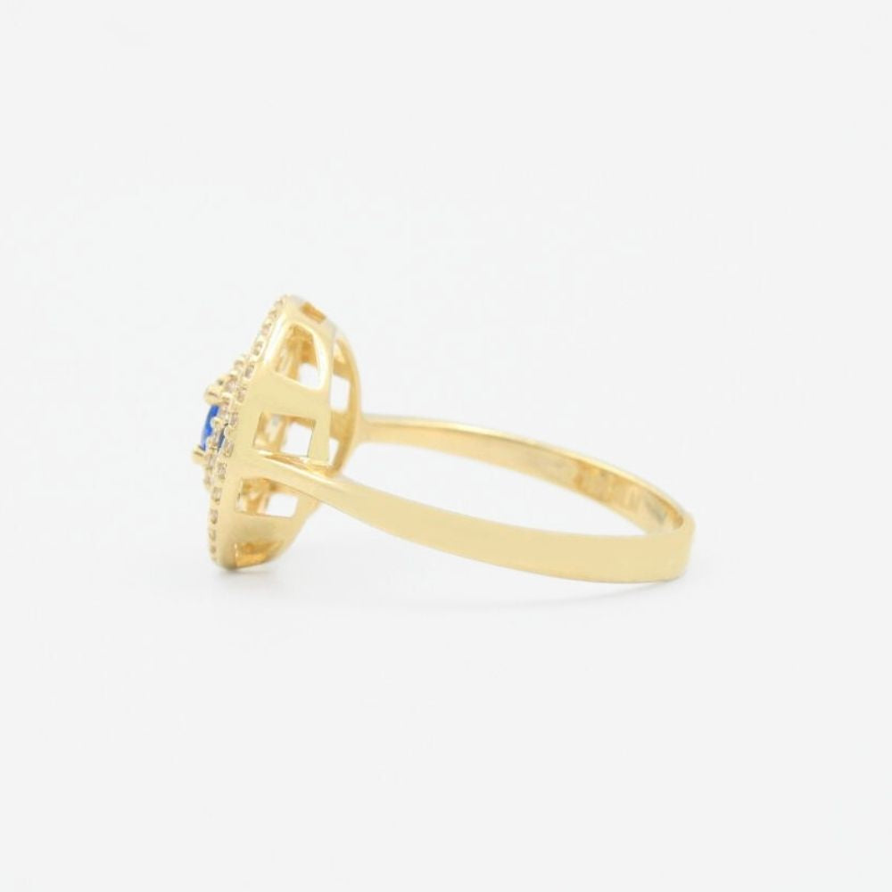 Anillo de Oro 14k  con Diseño Circular Incrustado de  Zirconia mod. 9083