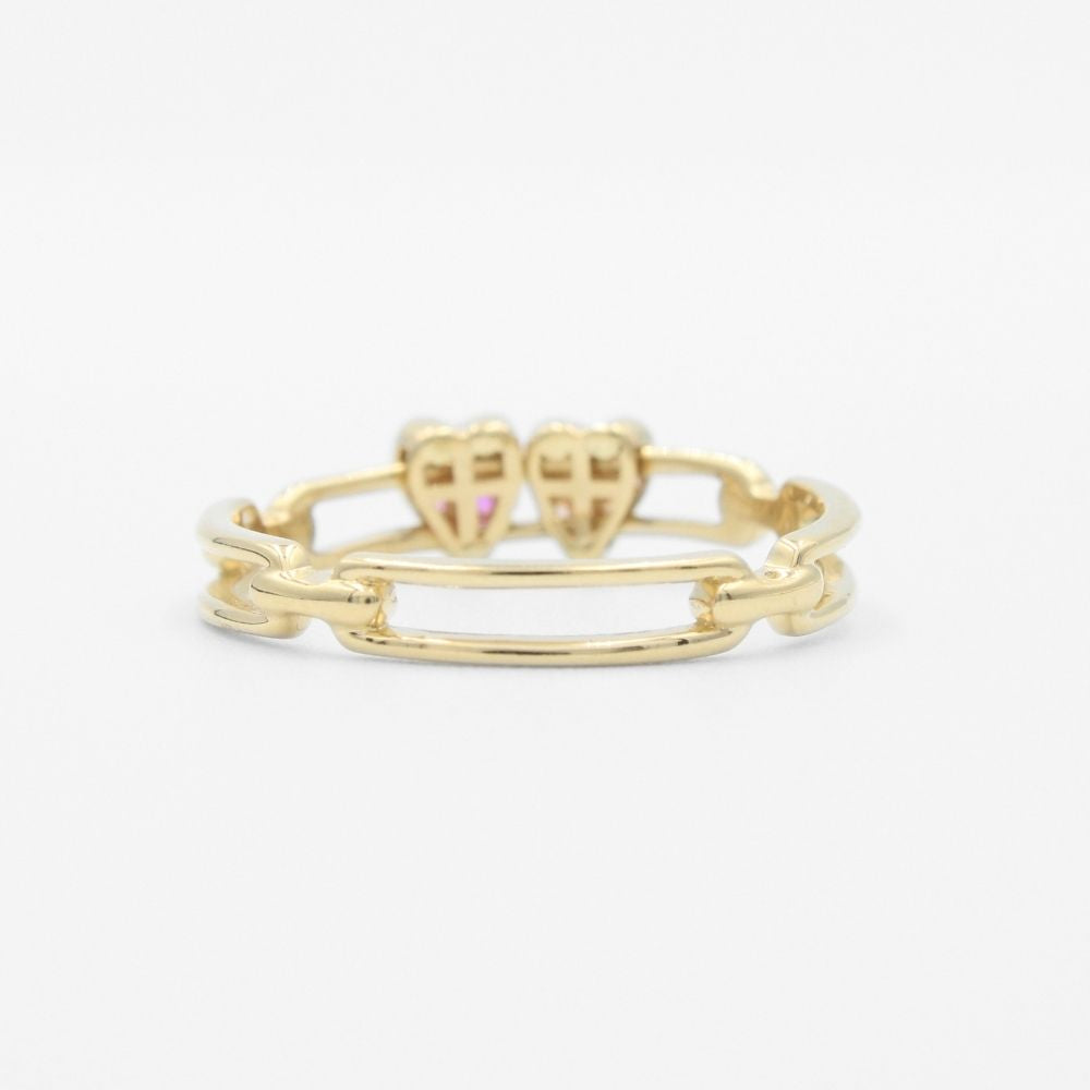 Anillo de Oro 14k con Corazones Movibles e Incrustados con Zirconias Finas mod. 9593
