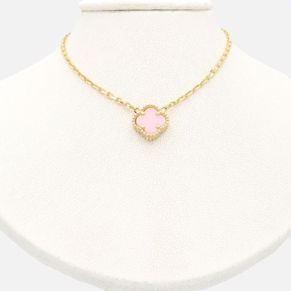 Gargantilla de Oro 14k Trébol con Jaspe Rosa Especial mod. 9573