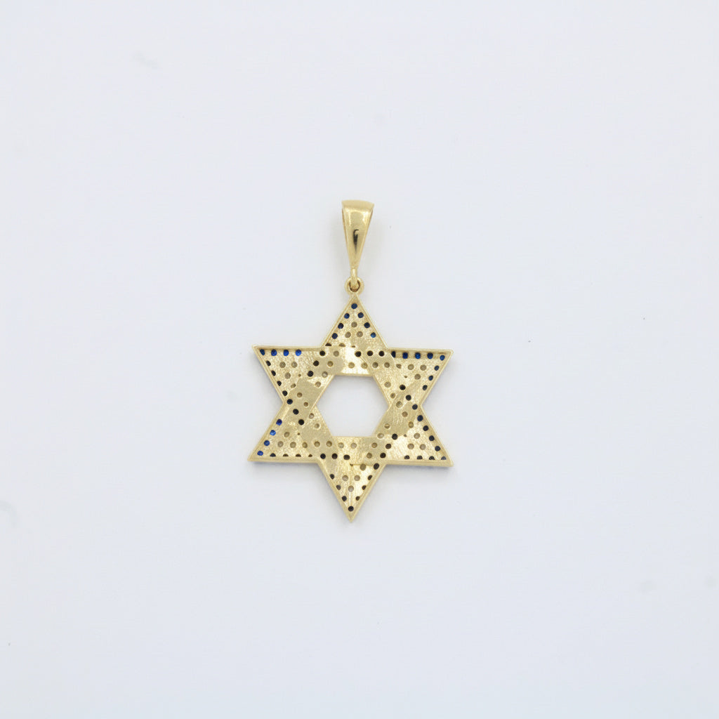 Dije de Oro 14k Diseño Estrella de David con Incrustado de Zirconias mod. 10076