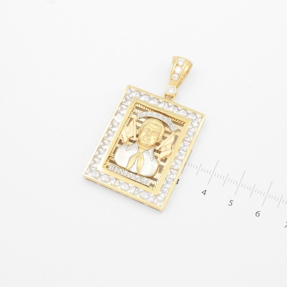 Dije de Oro 14k Diseño de Cuadro de Jesus Malverde mod. 9440
