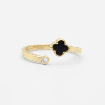 Anillo de Oro 14k Estilo Abierto con Trébol y Zirconia mod. 8854
