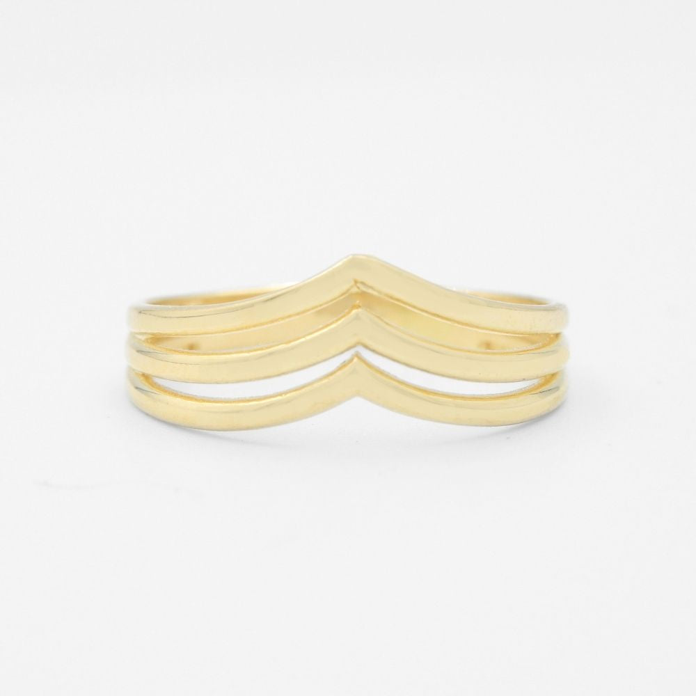 Anillo de Oro 14k Triple Tiara de Princesa de Diseño Hueco mod. 8768