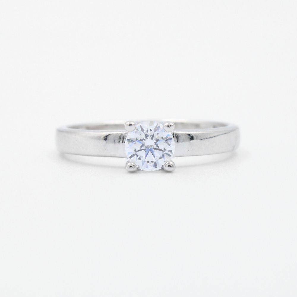 Anillo de Compromiso en Oro 14k Blanco con Zirconia Brillante mod. 8950