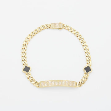 Pulsera de Oro 14k de Tréboles con Placa mod. 9004