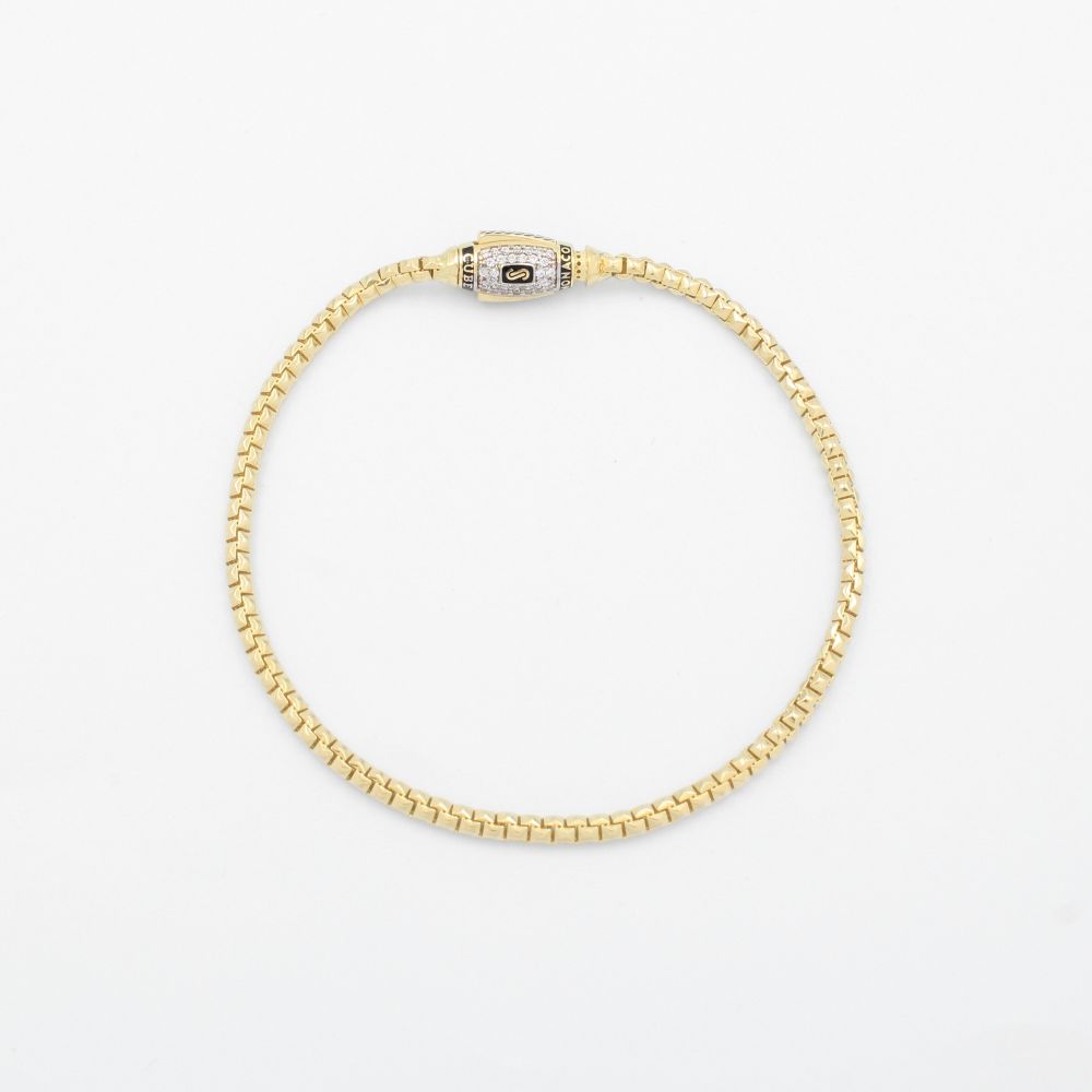 Pulsera Mónaco Chain 14k Modelo Cube con Incrustación de Swarovski mod. 9505