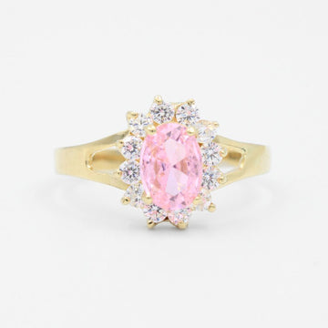 Anillo de Oro 14k con Zirconia Rosa Brillante mod. 9181