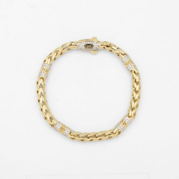 Pulsera de Oro 14k Tejido Rondo Especial con Zirconias Brillantes mod. 8882