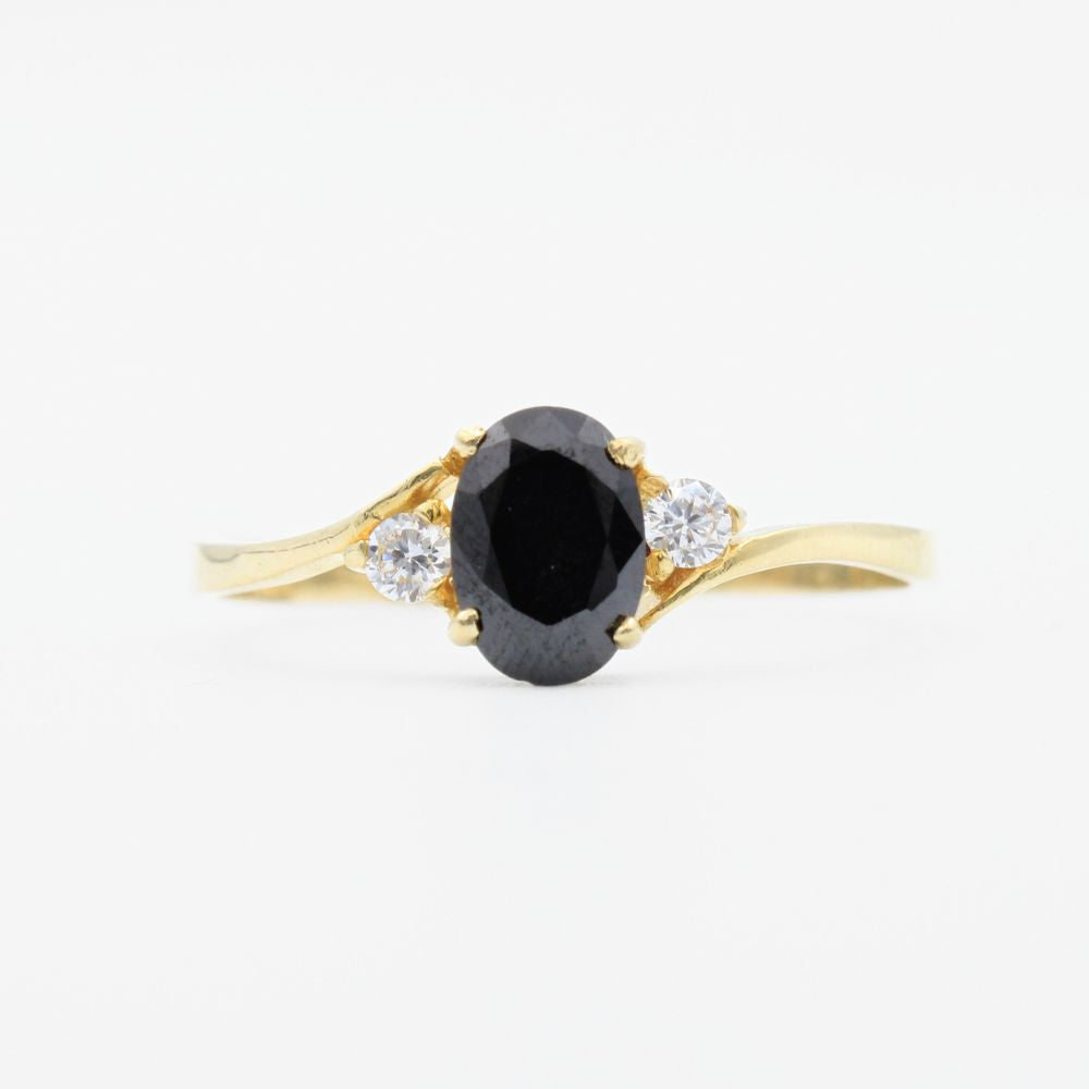 Anillo de Oro 14k con Zirconia Oval Color Negro mod. 9167