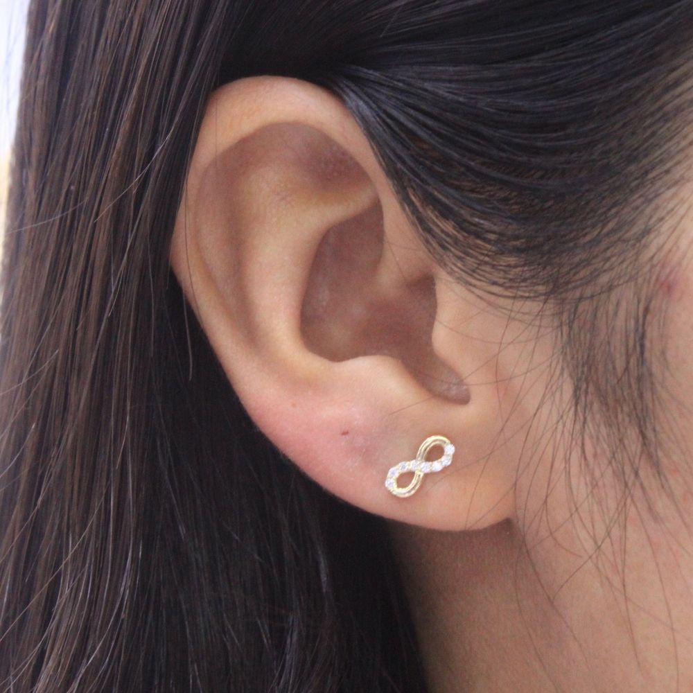 Arete de Oro 14k Infinito con Zirconias mod. 9350