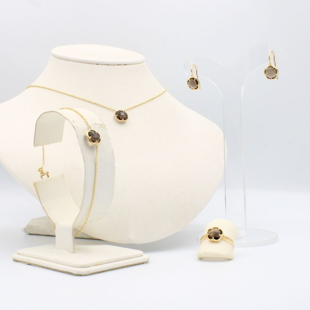 Coordinado de Oro 14k Incrustación de Piedra Alejandrita mod. 8976