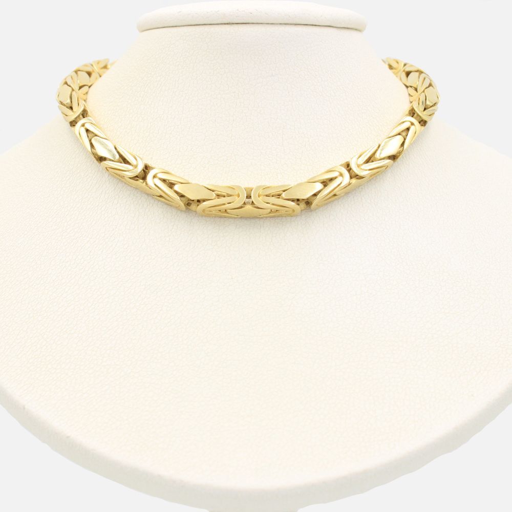 Cadena Monaco Chain 14k Modelo REY Square Hueco con Broche Plain Pavé mod. 9019