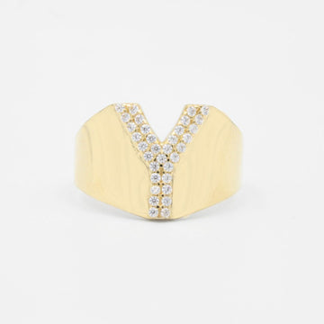 Anillo de Oro 14k con Letra Y Incrustada con Zirconias mod. 8804