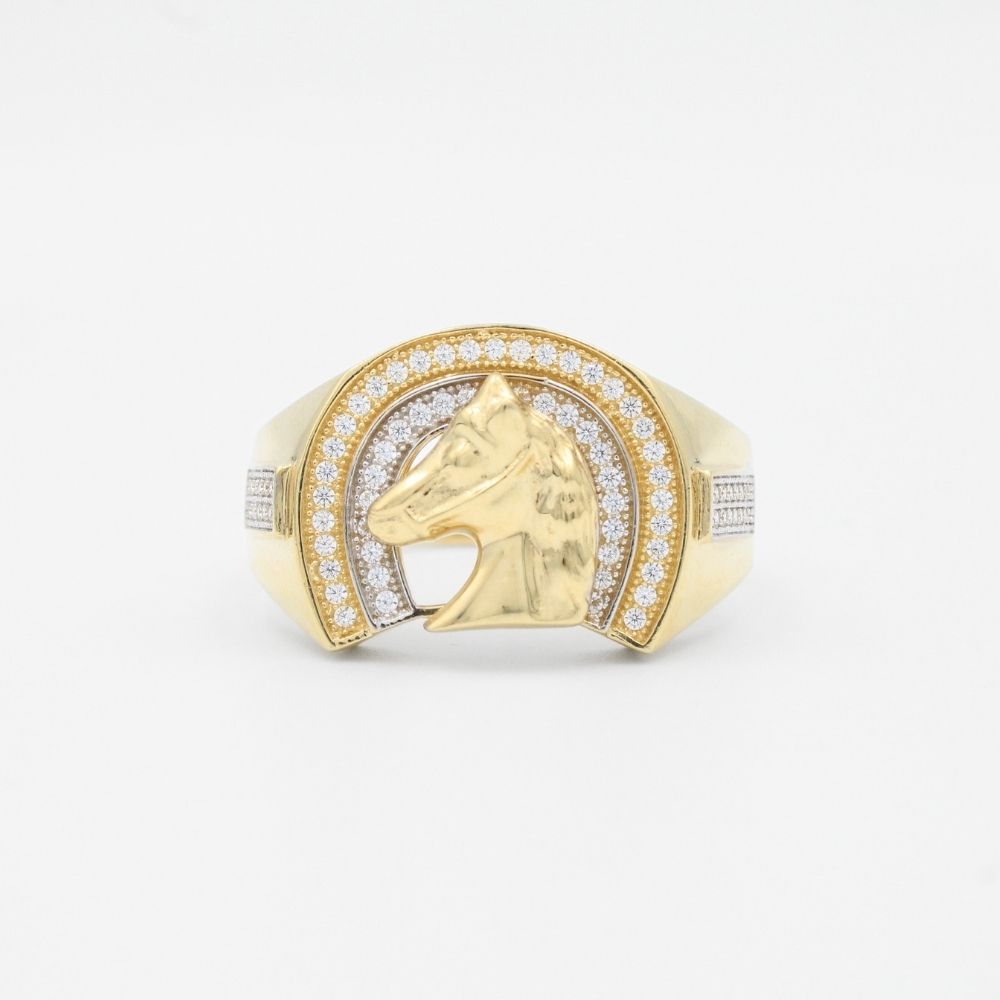 Anillo de Herradura y Caballo con Piedras Zirconia mod. 6017