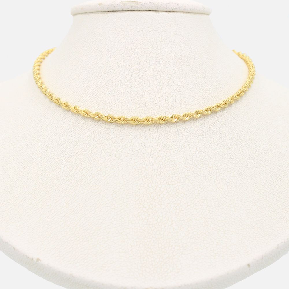 Cadena de Oro 14k Tejido Torzal Hueco de Diseño Fino y Brillante mod. 1153