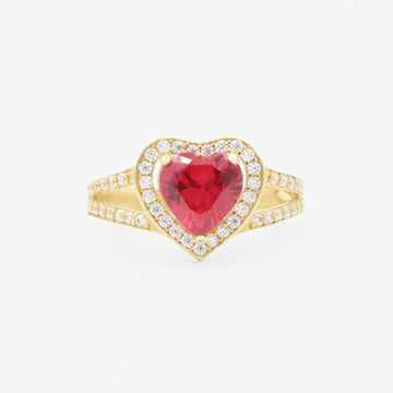 Anillo de Oro 14k Diseño de Corazón Incrustado de Zirconia mod. 9271
