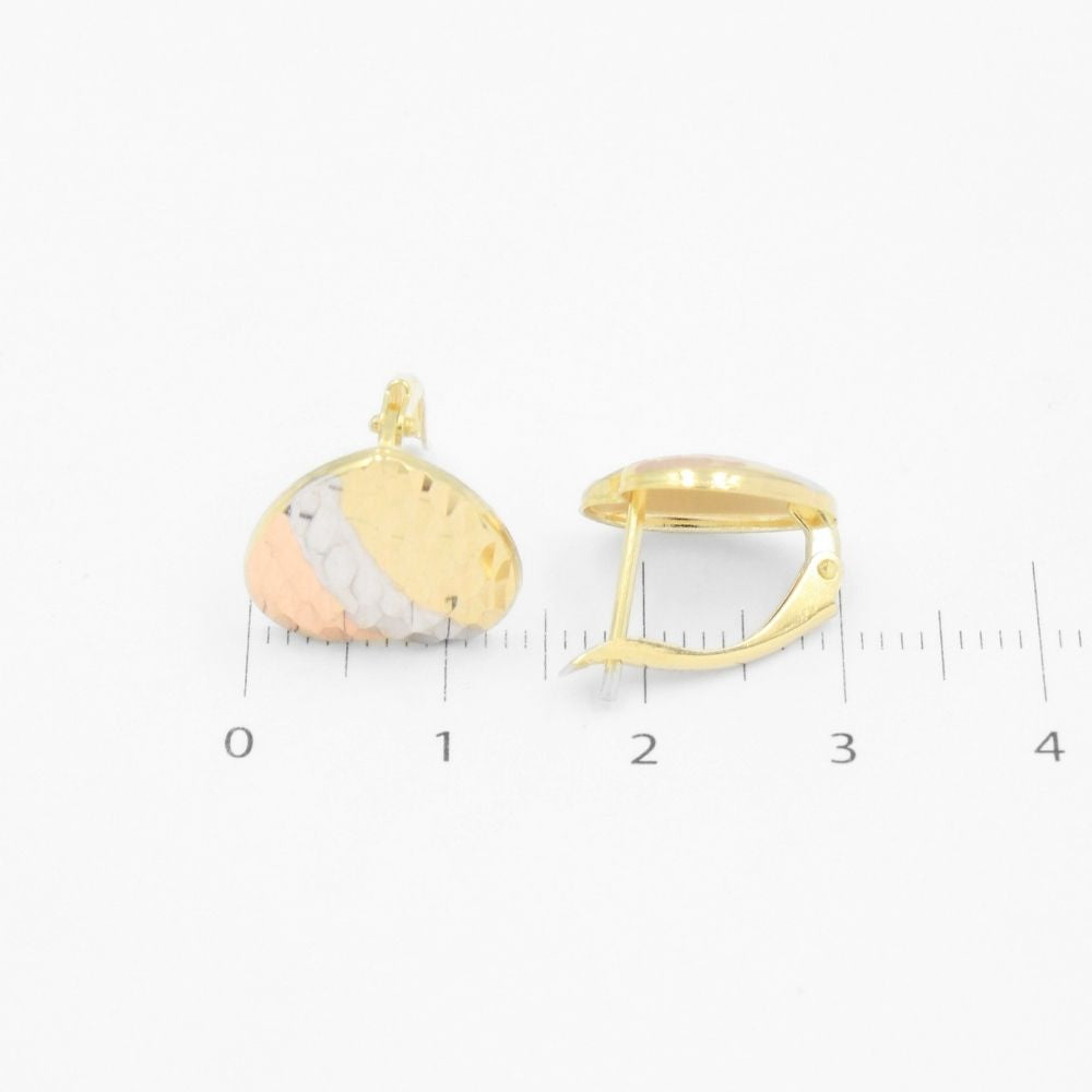 Arete con Broche Patente de Oro 14k Diseño de Corazón Diamantado mod. 9116
