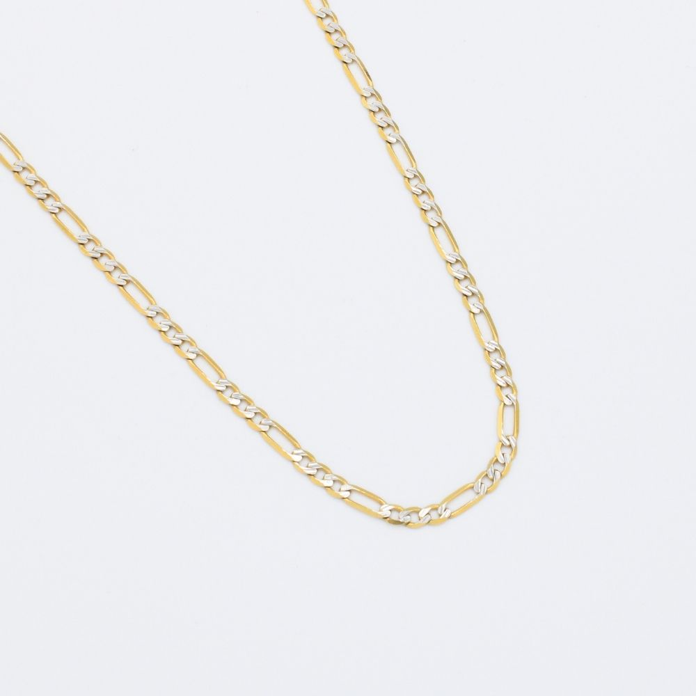 Cadena de Oro 14k Tejido 3x1 de Eslabón Brillante con Diamantado Blanco mod. 9811