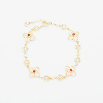 Pulsera de Oro 14k Diseño de Estrellas con Zirconias Blancas y Rojas mod. 9287