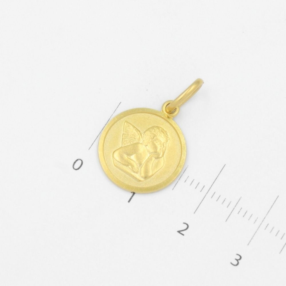 Medalla de Oro 14k de Diseño Tradicional con Imagen de Ángel mod. 9159