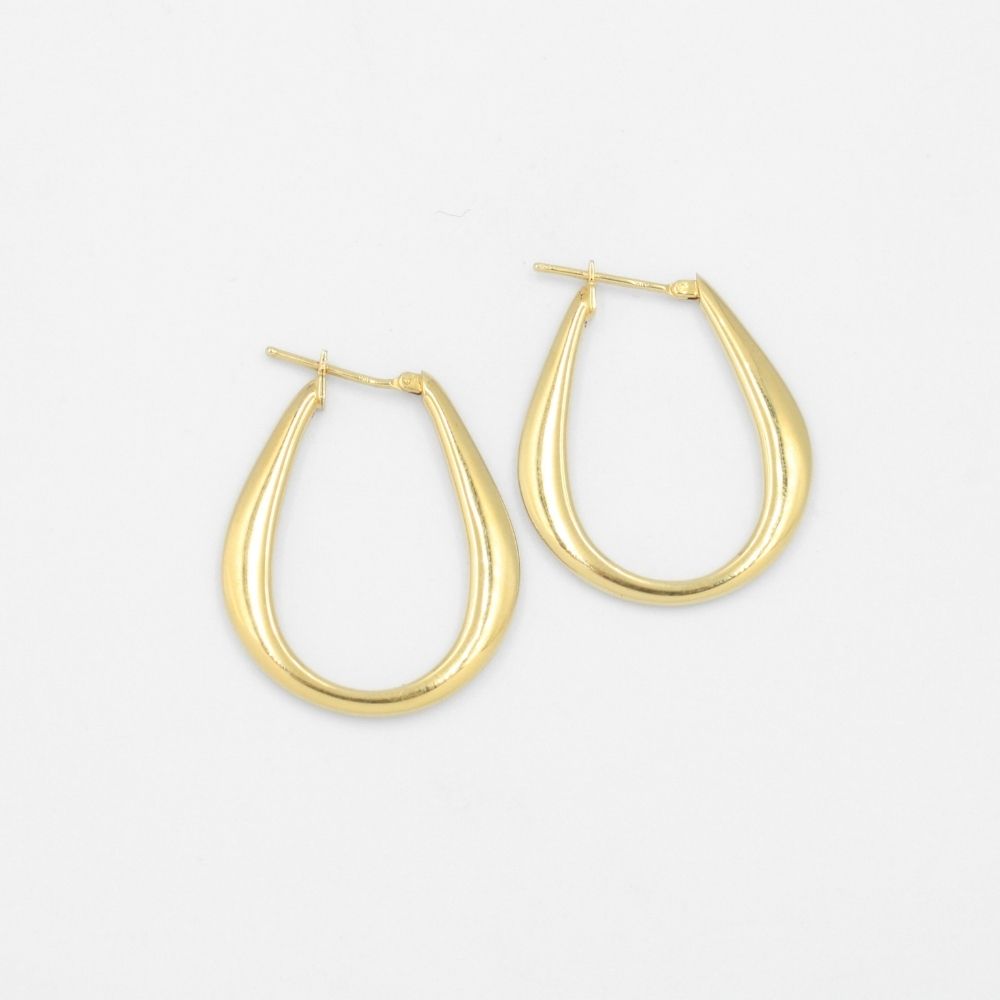 Arracada de Oro 14k Hueca con Diseño Semi Oval Especial mod. 8757